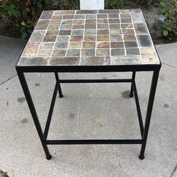 Indoor / Outdoor Stone Tile Top Table - 15x15x18” 