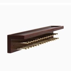 Tie Rack With Shelf- Brand New Solid Mahogany 