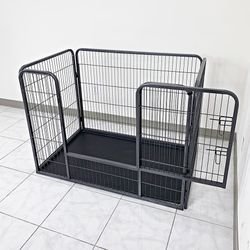 (New) $110 Pet Playpen Heavy-Duty Dog Kennel with Plastic Tray, 49x32x35” Tall