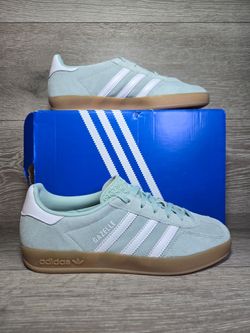 Adidas Gazelle Indoor Sneakers Ash Green White JS1396 Womens Size 7 New In Box