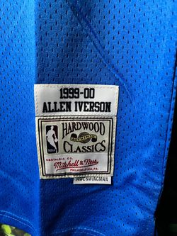 Hardwood Classics Mitchell & Ness 99-00 Sixers Allen Iverson Blue  Basketball Jersey