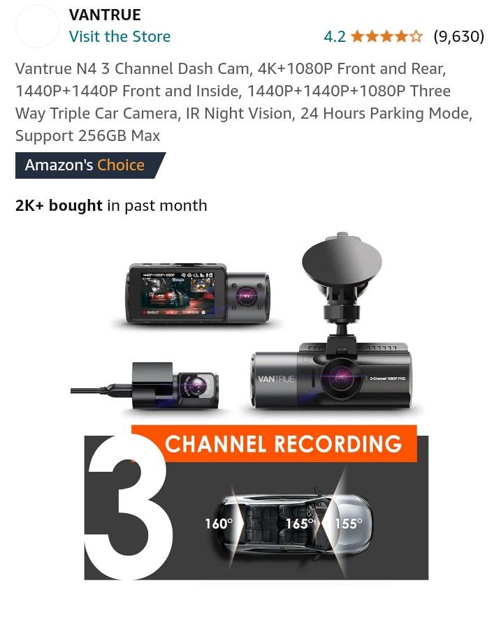 3 CHANNEL 4K DASH CAMERA $100