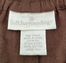 Soft Surroundings Brown Wide Legs High Rise 100% Cotton Gauzy Beachy Pants,  size L Tall for Sale in Los Angeles, CA - OfferUp