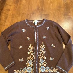 Woman’s vintage Orvis floral cardigan shipping available