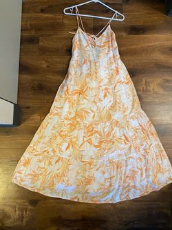 Orange Tropical Print Tiered Maxi Dress