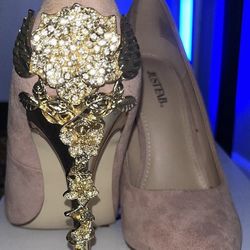 Gold ROSE Heel Pumps
