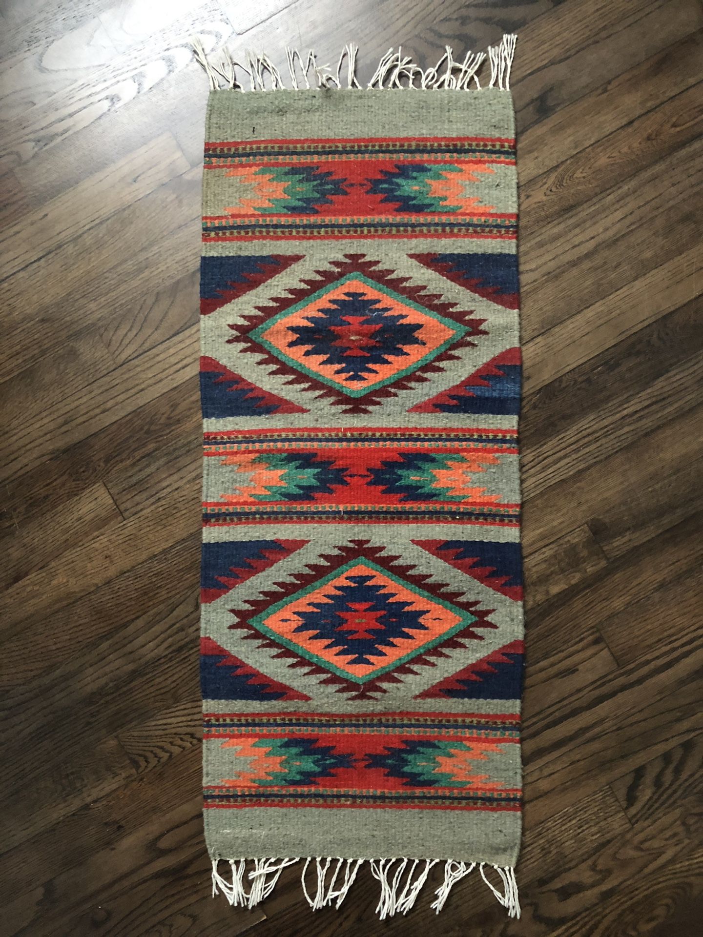 Authentic Casa Gunginn Mexico woven Zapotec wool runner/rug/mat