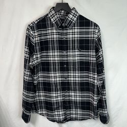 Todd Snyder Plaid Flannel Shirt Mens Medium Black White
