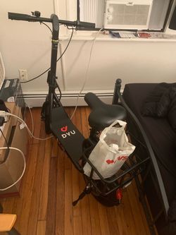 DYU Electric Scooter with Seat and Rear Basket