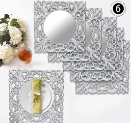 Silver mirror charger plate  set of 6  12 inches