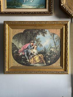 VTG Francois Boucher Giclée Canvas Print French Ornate Rococo Art Gold Frame
