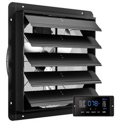 24" Heavy Duty Shutter Exhaust Fan with Smart Touchscreen, 5500 CFM 10-Speed High Velocity Industrial Wall Fan for Large Greenhouse & Warehouse, Black