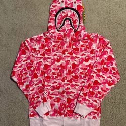 Pink Bape Hoodie Large New 