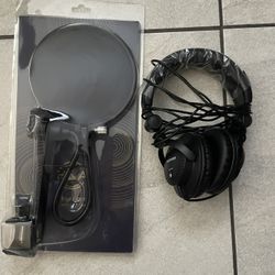 Pop Filter and Studio Headphones(Brand New)