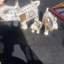 White & Gold Elephants With Colors