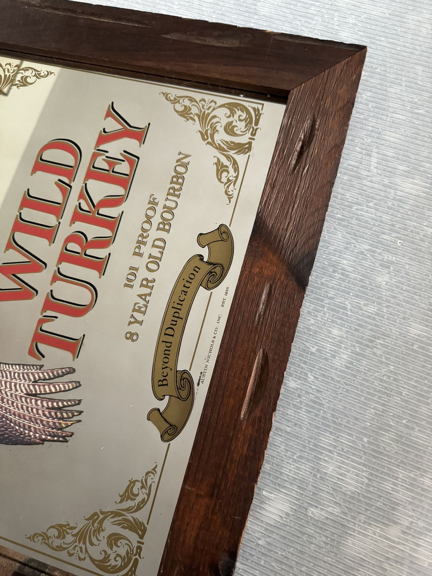 Wild Turkey レトロミラー vintage WILD TURKEY BAR MIRROR 101 Proof Bourbon Beyond Duplication