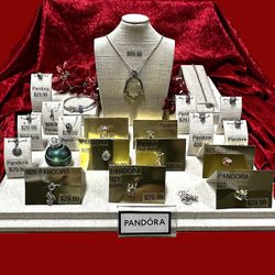 Pandora-Style Jewelry Collection – Bracelets, Charms, & Gemstone Pendant Necklace