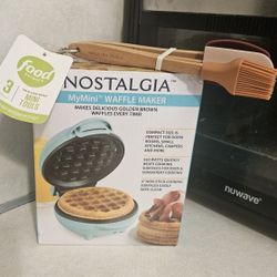 MyMini™ Personal Electric Waffle Maker Plus 3 Piece Mini Kitchen Utensils Set 