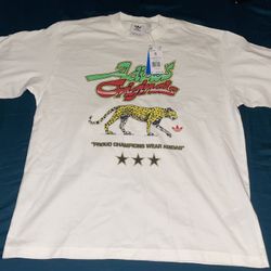 Adidas Originals Graphic T-Shirt Mens S Small Relaxed White Streetwear Proud Champions