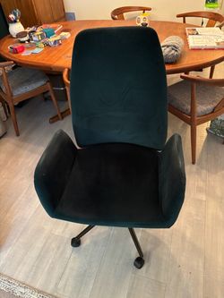 Green velvet office chair