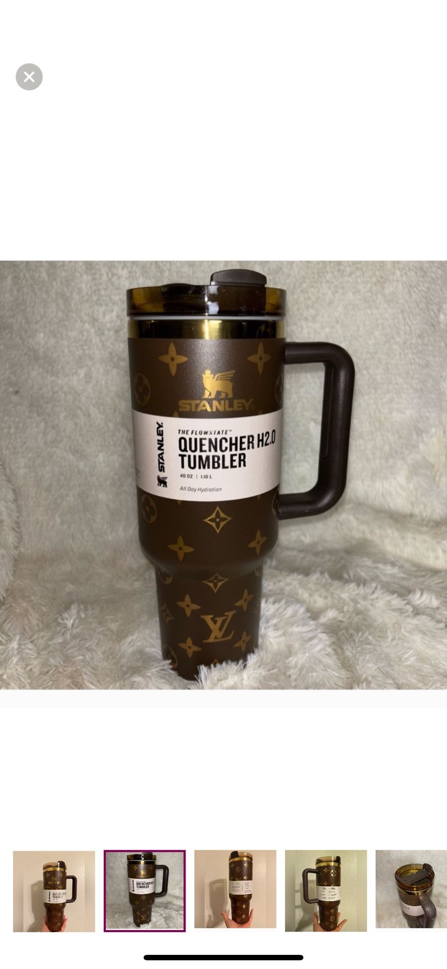Stanley Tumbler Brown & Gold 40 Oz New On Box With Straw