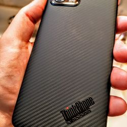 Lenovo ThinkPhone by Motorola in Volcanic Grey.

