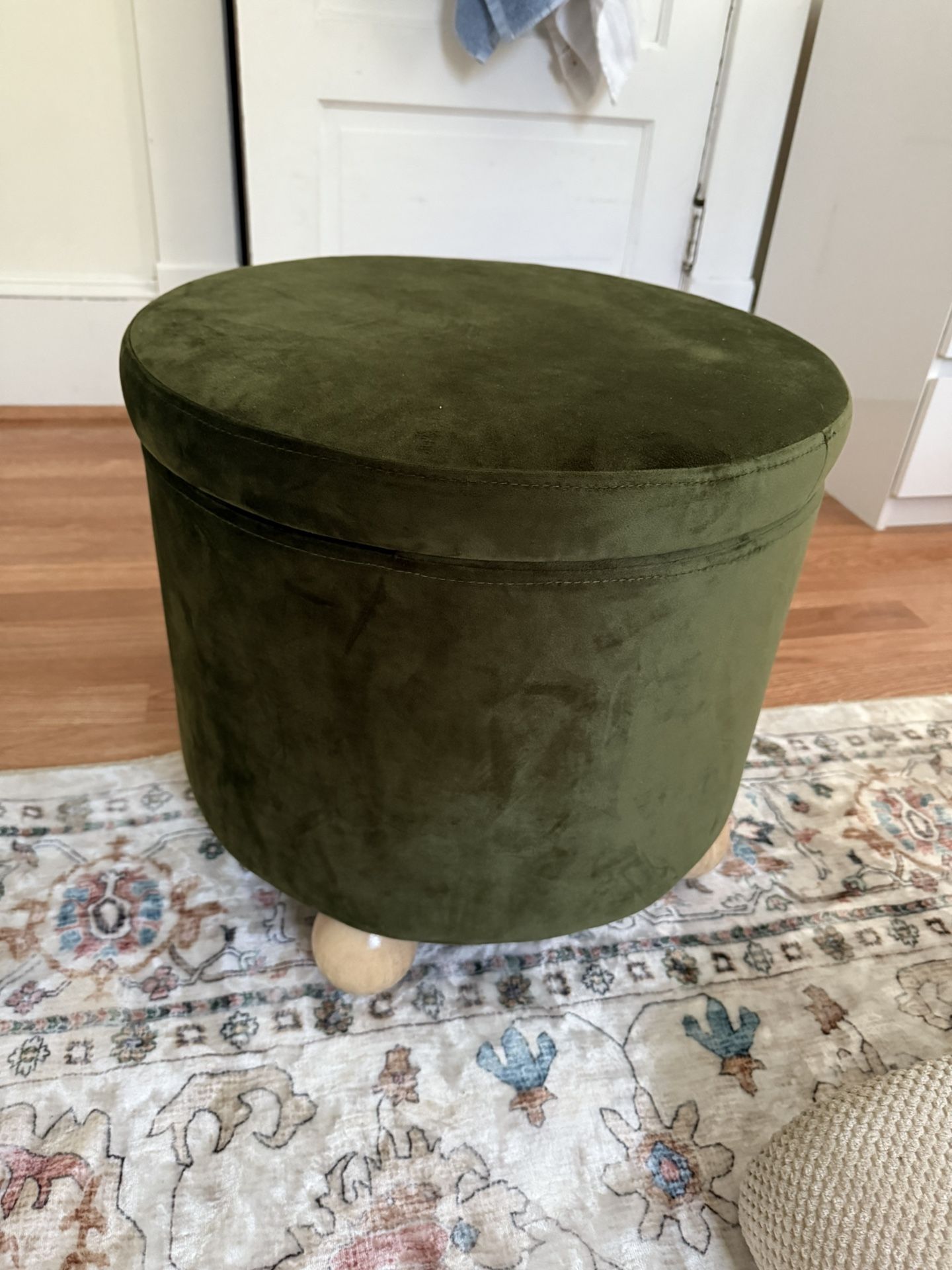 Velvet storage ottoman