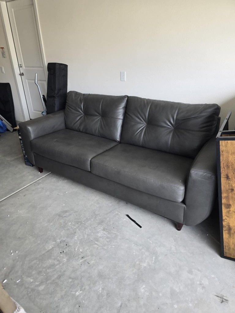Gray Faux Leather Sofas