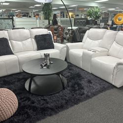 White Leather Sofa Set 50% Off NOW BUY NOW PAY LATER 