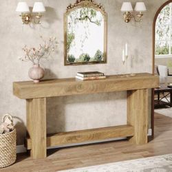 RY0218 70.9" Console Table, Wooden Farmhouse Sofa Table Hallway Table