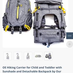 OE Hiking Carrier for Child and Toddler with Sunshade and Detachable Backpack by Our Expedition  