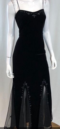 Vintage Black Velvet Beaded WY Gothic Dress