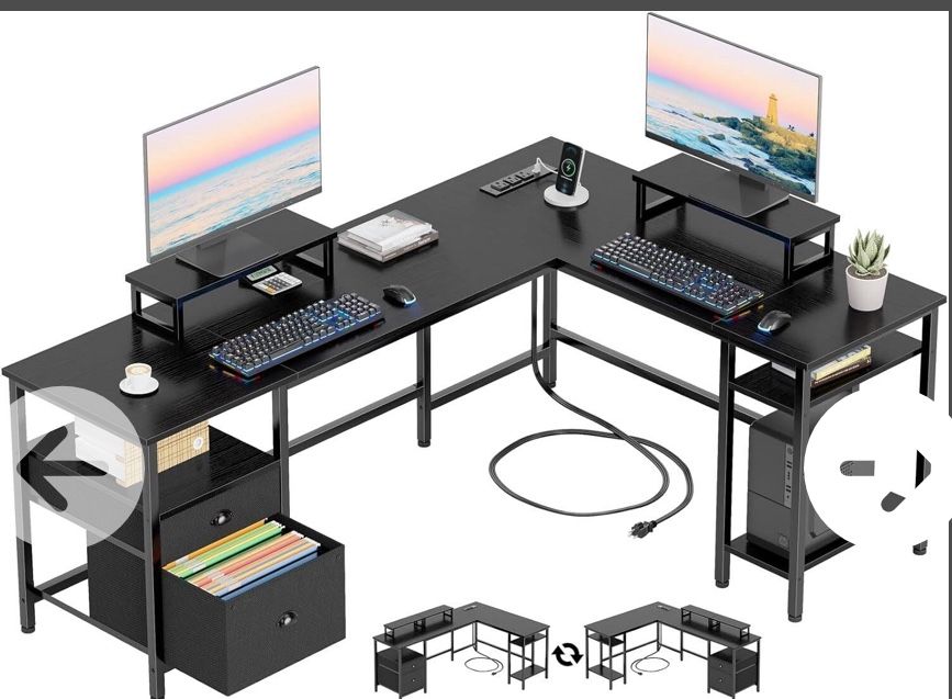 Furologee 66 L Shaped Desk with Power...