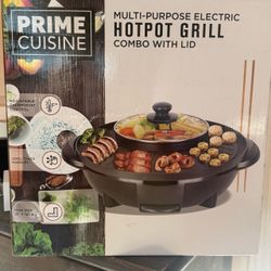 Prime Cuisine Electric Hotpot Grill Combo with Lid
