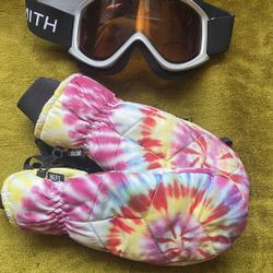 Smith Snowboarding Goggles And Neff Mittens