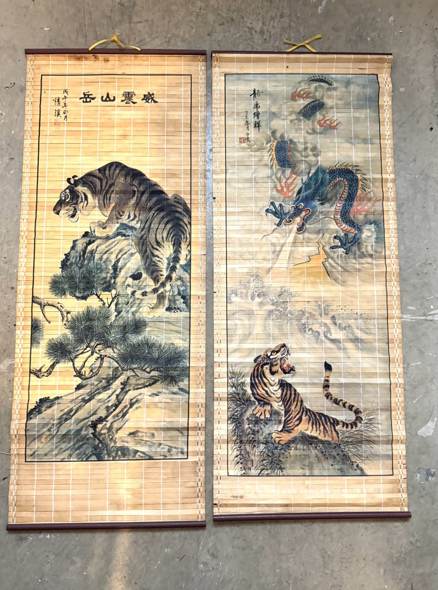 Set Of Two Oriental Bamboo Wall Hangings
