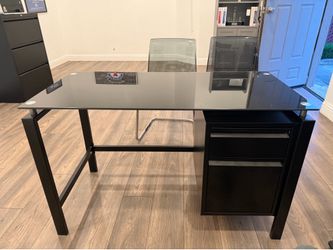 Metal and glass desk