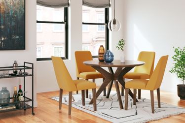 Lyncott Mustard/Brown Dining Table and 4 Chairs (Online Special Price)