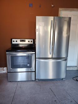 New stainless steel French door fridge and stove