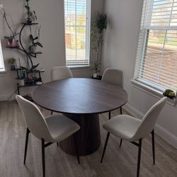 Modern Round Dining Table Set – 4 Chairs Included