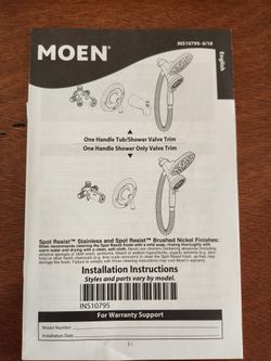 Moen Tub / Shower Valve Set