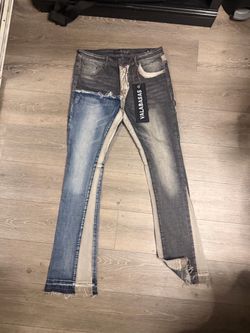 Valabasas black & blue flared jeans with distressed details #distressed #denim #flared
