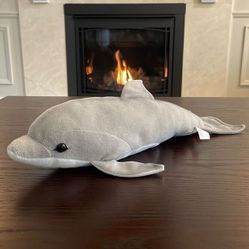 Vintage Gund Black Bear with Red &amp; Black Plaid Bow Excellent Condition 6" tall2011 Cabin Critters Beautiful Grey Dolphin 18" long Excellent Used C