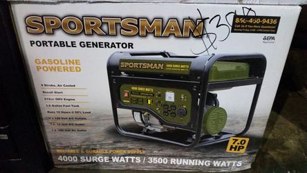 New in box sportsman generator 4000 watt surge and 3500 running