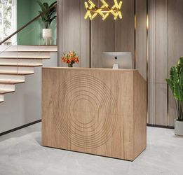 YS0138 Reception Desk with Counter, Modern Front Desk Reception Room Table with Cable Grommet, 47 inch Retail Counter for Checkout, Lobby, Beauty Salo