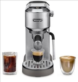 DeLonghi Dedica Duo Compact Espresso Machine Cold Brew, Frother, Stainless Steel