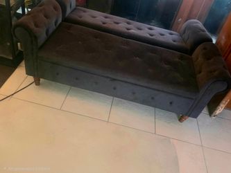 Brown velvet ottoman