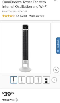 OmniBreeze Tower Fan with Internal Oscillation