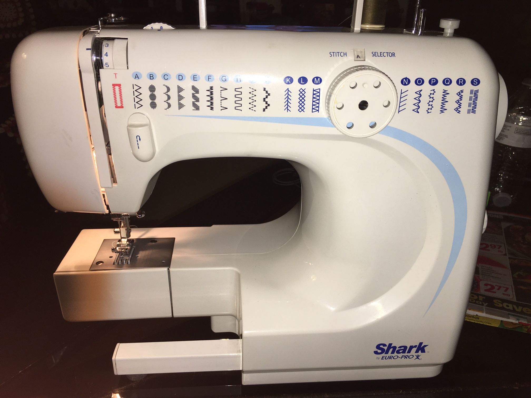 Shark Euro Pro X Sewing Machine With Foot Pedal Model 384 accessories box missing $60.00