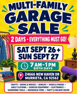 2 DAY- MULTI-FAMILY  Garage Sale